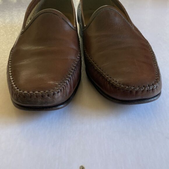 Santoni Brown Leather Penny Loafers - Picture 4 of 11